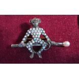 Opal & diamond set monkey brooch