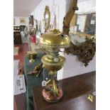 Arts & Crafts copper and brass paraffin lamp