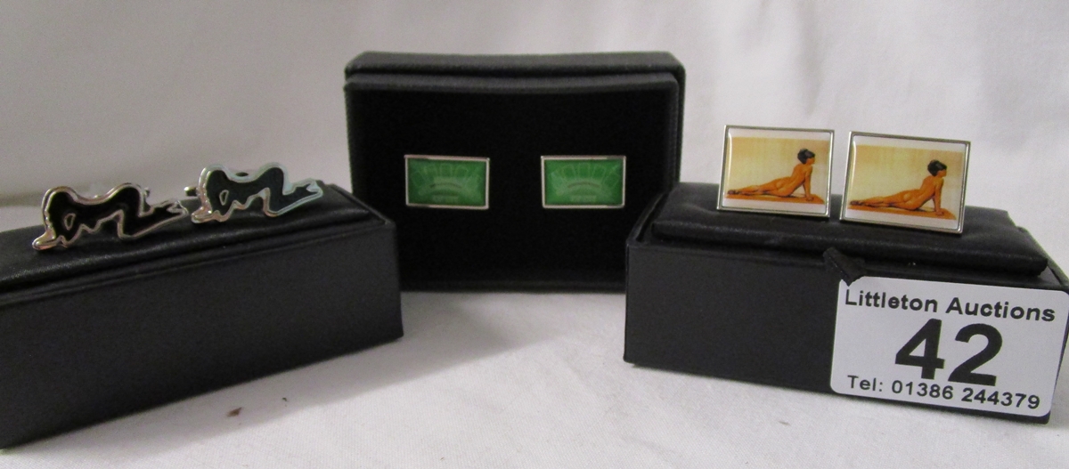 3 pairs of novelty cufflinks