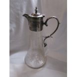 Etched glass claret jug