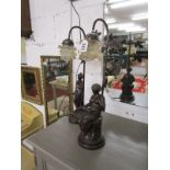 Pair of working figure lamps