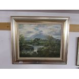 Oil on board - River scene by Rumbel