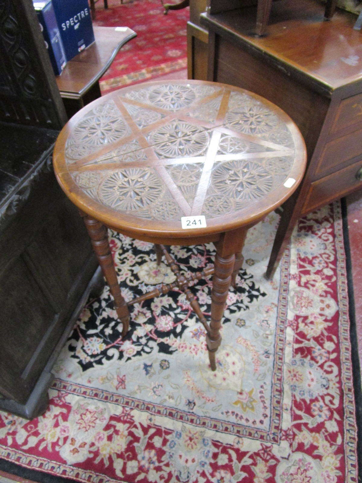 Quality Edwardian carved walnut lamp table