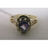 9ct Tanzanite & diamond cluster ring