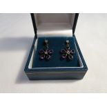 Pair of amethyst & diamond Victorian style earrings
