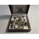 Box of silver earrings & bracelet
