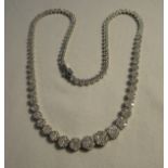 Fine 14ct white gold diamond set necklace