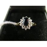 Gold diamond & sapphire cluster ring