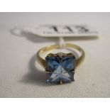 Diamond shaped blue topaz ring