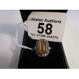 1930's silver marcasite & tigers eye ring