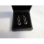 Silver & garnet drop set earrings