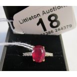 18ct diamond & synthetic ruby ring