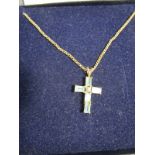 Gold topaz crucifix necklace