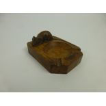 A Robert 'Mouseman' Thompson oak ashtray. w. 10 cm, l. 7.