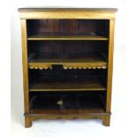An Edwardian mahogany and satinwood crossbanded open bookcase, with three adjustable shelves, h.