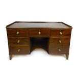 A George III and later mahogany and boxwood line inlaid sideboard,