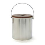 Arne Jacobsen for Stelton, a 'Cylinda Line' ice bucket with a teak lid, h.
