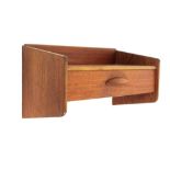 A 1960's Danish teak 'floating' bedside shelf with a single drawer, w.