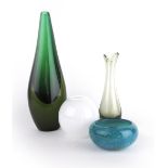 A group of four Whitefriars-type cased glass vases of baluster form,