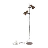 A 1970's brown enamelled twin spot standard lamp CONDITION REPORT: Dents and knocks,