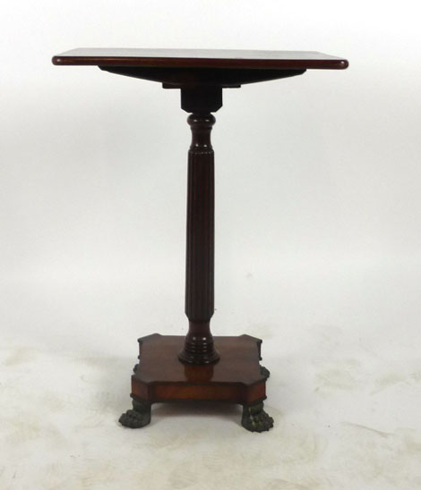 A regency and later mahogany tilt top occasional table, the rectangular top on reeded column, - Image 2 of 2