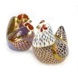 A Royal Crown Derby paperweight modelled as a cockerel, with gold stopper, h.