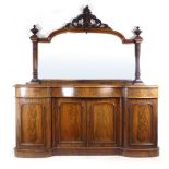 A Victorian mahogany mirror backed sideboard with shield crest to top of mirror frame and fluted
