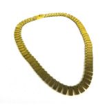 A 9ct yellow gold fringe necklace comprising of articulated rectangular sections, 52.