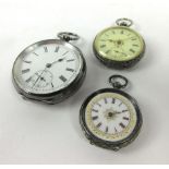 A silver cased open face pocket watch,