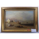 19th Century School, a study of Port Eynon, Wales, dated 1847 verso, oil on panel, 12 x 19.