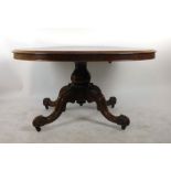 A Victorian rosewood oval breakfast table,