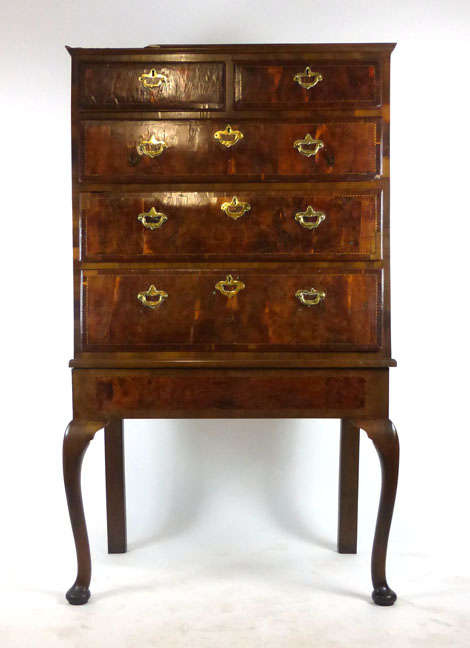 An early 18th century and later walnut and crossbanded chest on later stand, - Image 2 of 3