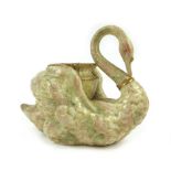 A Royal Worcester blush ivory planter modelled as a swan, numbered 532, p.d.c.m. 1902, h.