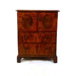 A late 18th century mahogany, marquetry and herring bone strung cabinet,
