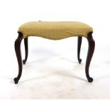 A Victorian rosewood stool, the serpentine shaped seat on moulded cabriole legs. h. 43 cm, w.
