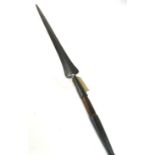An African tribal spear, with sword type head, and squared tapering tail,