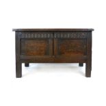 An early 18th century oak coffer,