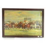 Ken (20th Century), a horse race, signed, oil on canvas, 59 x 90 cm,