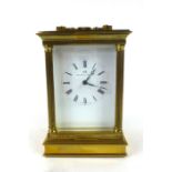 A brass cased five glass carriage clock/repeater striking on a gong with a Swiss movement,