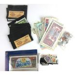 A group of foreign bank notes including 1000 mille francs and three 1000000 bir milyon notes,