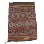 A handwoven Caucasian kilim, the red ground with parallel line design,