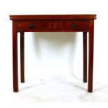 A late 18th century mahogany, boxwood strung and crossbanded tea table,