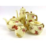 A Royal Worcester five piece bamboo handled tea and coffee set,