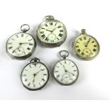 Four silver cased open face pocket watches by Aaronson and others,