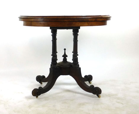 A Victorian walnut and marquetry card table,