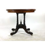 A Victorian walnut and marquetry card table,