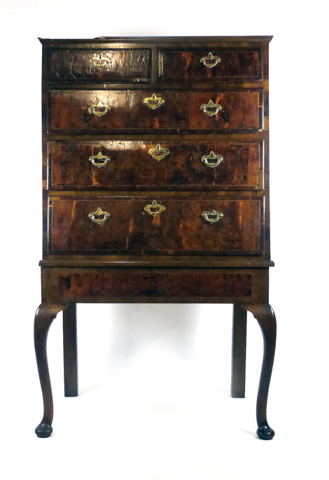 An early 18th century and later walnut and crossbanded chest on later stand, - Image 3 of 3