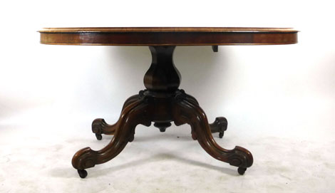 A Victorian rosewood oval breakfast table, - Image 2 of 3