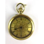 A late 19th/early 20th century 18ct yellow gold fob watch,