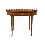 An Edwardian oval satinwood tray with undulating gallery,